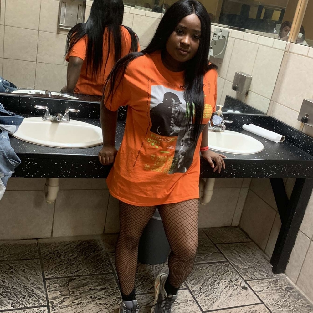 orange poetic justice oversized tshirt